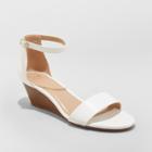 Women's Wilda Wide Width Strappy Sliver Wedge Ankle Strap Sandal - A New Day White 9w,