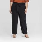 Women's Plus Size Paper Bag Trouser Pants - Ava & Viv Black X