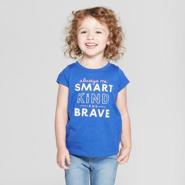 Toddler Girls' Smart, Kind And Brave Short Sleeve T-shirt - Cat & Jack Dark Blue