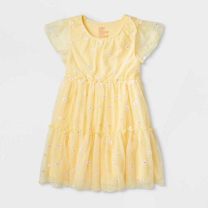 Girls' Adaptive Tiered Short Sleeve Dress - Cat & Jack Yellow