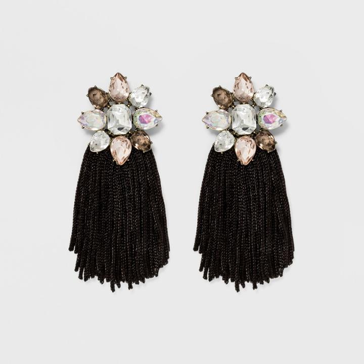 Sugarfix By Baublebar Crystal Studs Tassel Earrings - Black, Girl's
