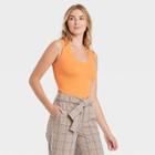 Women's Slim Fit Tank Top - A New Day Orange