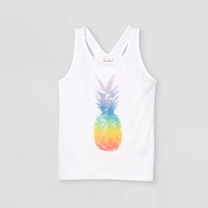 Girls' Pineapple Flip Sequin Tank Top - Cat & Jack White