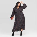 Women's Plus Size Floral Print Long Sleeve V-neck Button Front Maxi Dress - Ava & Viv 4x, Women's, Size: