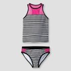 Girls' Striped Tankini With Mesh Insets - Cat & Jack Black & White