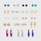 Love, Star, Heart Post Back Stud With Hoop Earring Set 18ct - Wild Fable,