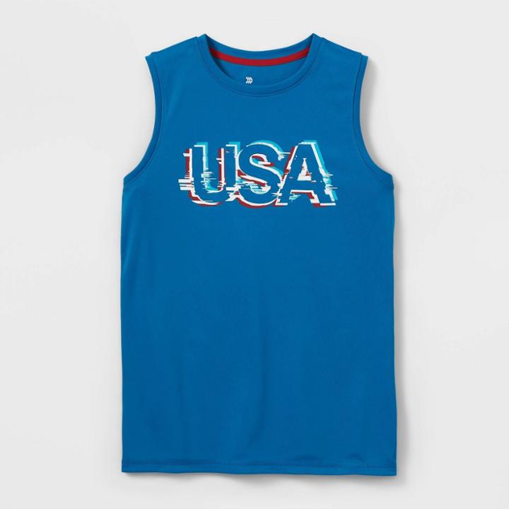 All In Motion Boys' Sleeveless 'usa' Graphic T-shirt - All In