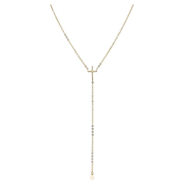 Distributed By Target Women's Cross Y-necklace In Silver Plated - Gold