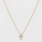 No Brand Silver Plated Gold Dipped Micro Pave Cubic Zirconia Cross Pendant Necklace - Gold