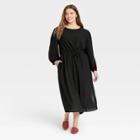 Women's Plus Size Bishop Long Sleeve Dress - Who What Wear Black