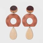 Patterned Circle With Engraved Sunburst And Teardrop Earrings - Universal Thread Brown
