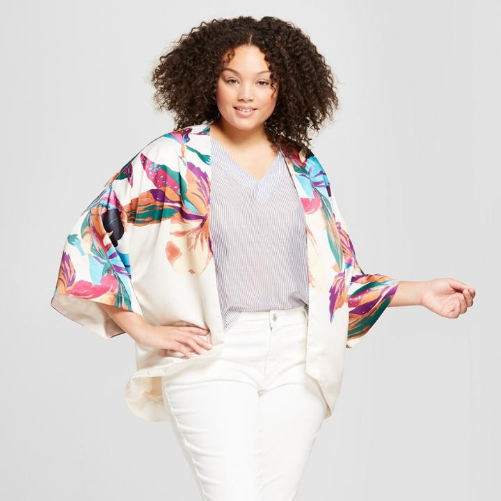 Women's Plus Size Floral Print Kimono - A New Day