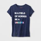 Girls' Short Sleeve Be A Unicorn Graphic T-shirt - Cat & Jack Navy