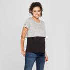Macherie Maternity Short Sleeve Sweater Knit Layered Nursing Top - Ma Cherie Gray/black