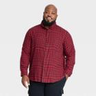 Men's Big & Tall Lightweight Flannel Long Sleeve Button-down Shirt - Goodfellow & Co Red