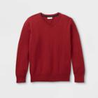 Boys' V-neck Sweater - Cat & Jack Heathered Red