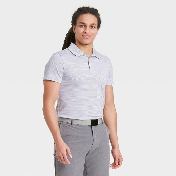 Men's Striped Polo Shirt - All In Motion Gray