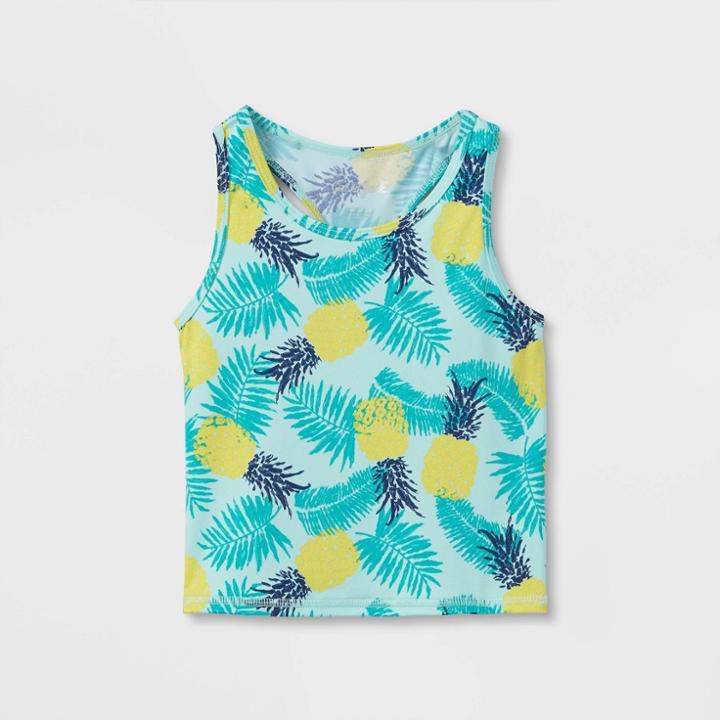 Toddler Girls' Pineapple Print Tankini Top - Cat & Jack Turquoise Blue