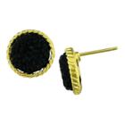 Target Gold Plated Black Cubic Zirconia Cluster Stud Earrings - Black, Women's