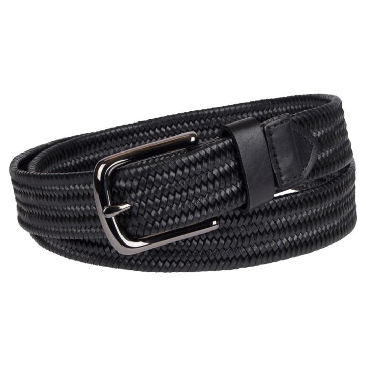 Men's 35mm Stretch Leather Braided Belt - Goodfellow & Co Black