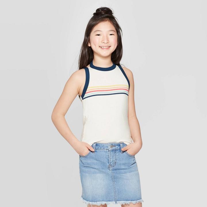 Girls' High Neck Tank Top - Art Class White