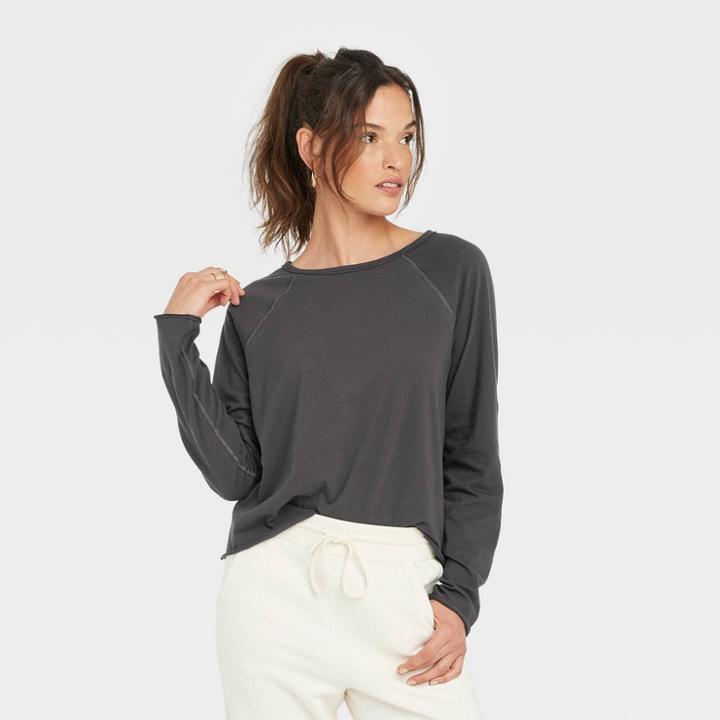 Women's Long Sleeve Sensory Friendly T-shirt - Universal Thread Dark Gray