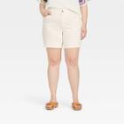 Women's Plus Size High-rise Vintage Bermuda Jean Shorts - Universal Thread White
