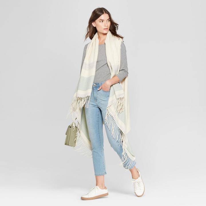 Women's Fringe Striped Vest - Universal Thread Green