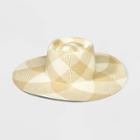 Women's Hand Weave Plaid Floppy Boater Hat - A New Day Off-white