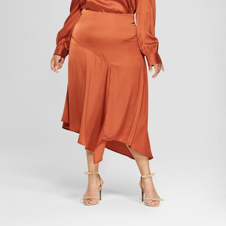 Women's Plus Size Seamed Asymmetric Hem Slip Skirt - Who What Wear