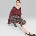 Women's Plaid Knit Kick Flare Cropped Pants - Wild Fable Black/red