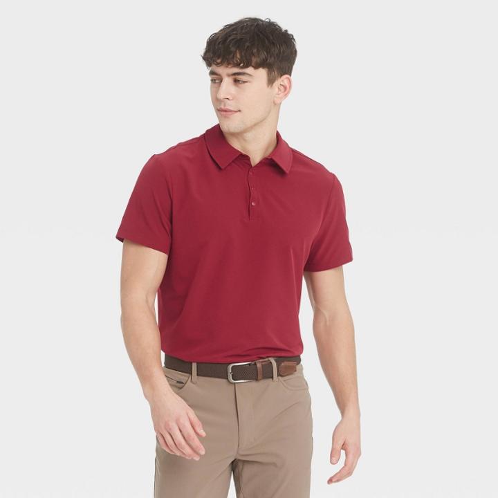 Men's Stretch Woven Polo Shirt - All In Motion Blood Red