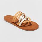 Women's Maritza Multi Strap Toe Wide Width Slide Sandal - Universal Thread Tan 8w,