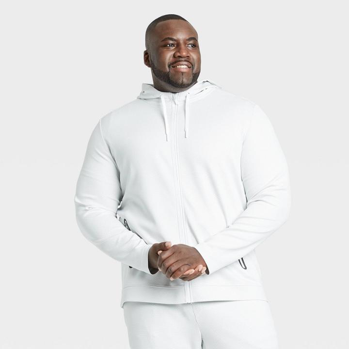 Men's Textured Fleece Premium Full-zip Hoodie - All In Motion True White S, Men's,