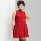 Women's Plus Size Sleeveless Lurex Fit & Flare Dress - Wild Fable Red
