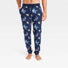 Men's Lilo & Stitch Disney Banana Jogger Pajama Pants - Navy Blue