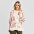 Women's Striped Long Sleeve Wrap Cardigan - Who What Wear White