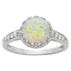 2 Tcw Tiara Round-cut Opal Crown Ring In Sterling