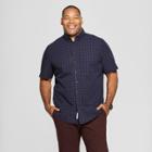 Men's Tall Diamond Print Standard Fit Short Sleeve Button-down Shirt - Goodfellow & Co Stargaze Navy