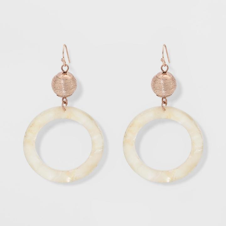 Drop Wrapped Bead With Open Hoop Earrings - A New Day Pink