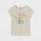 Girls' Adaptive Autumn Short Sleeve Graphic T-shirt - Cat & Jack Cream