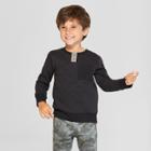 Toddler Boys' Pullover Henley Sweatshirt With Pocket - Cat & Jack Black