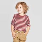 Toddler Boys' Striped Long Sleeve T-shirt - Cat & Jack Maroon