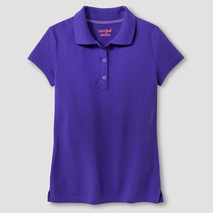 Girls' Short Sleeve Pique Polo Shirt - Cat & Jack Purple