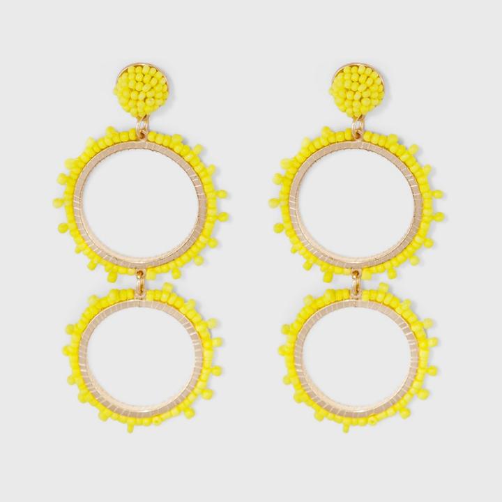 Sugarfix By Baublebar Beaded Double Hoop Earrings - Yellow, Girl's
