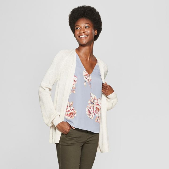 Women's Ribbed Open Layering Sweater - A New Day Oatmeal Heather
