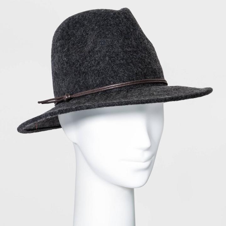 Women's Felt Fedora Hat - Universal Thread Charcoal, Grey