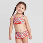 Toddler Girls' 2pc Strawberry Tie Front Bikini Set - Cat & Jack Feather Aqua 12m, Toddler Girl's, Blue