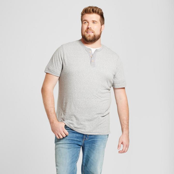 Men's Big & Tall Standard Fit Short Sleeve Henley T-shirt - Goodfellow & Co Gray