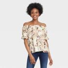 Women's Short Sleeve Off The Shoulder Top - Knox Rose Ivory Floral